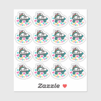 Roller Skate Happy Mail Custom Cut Vinyl Sticker