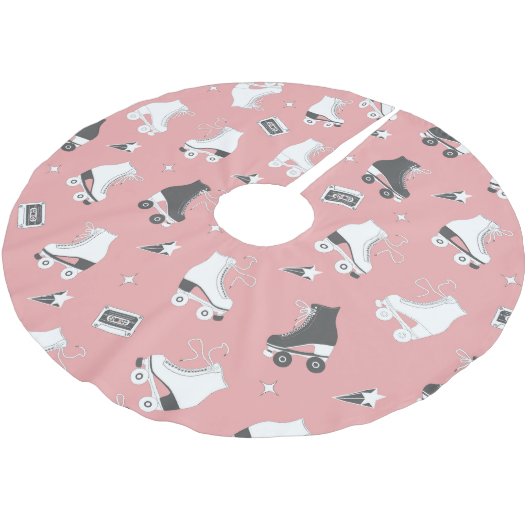 Roller Skate Kassettenmuster. Polyester Weihnachtsbaumdecke (Schrägansicht)