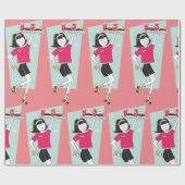 Roller Skate Kellnerin Geschenkpapier (Flach)