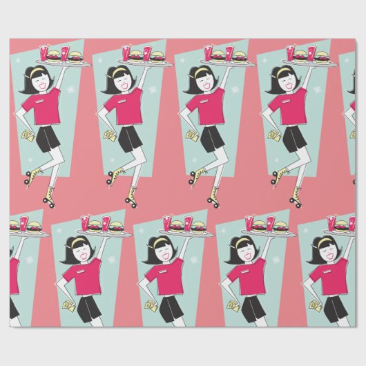 Roller Skate Kellnerin Geschenkpapier (Flach)