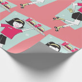 Roller Skate Kellnerin Geschenkpapier (Ecke)