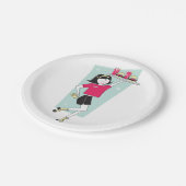 Roller Skate Kellnerin Pappteller (Schrägansicht)