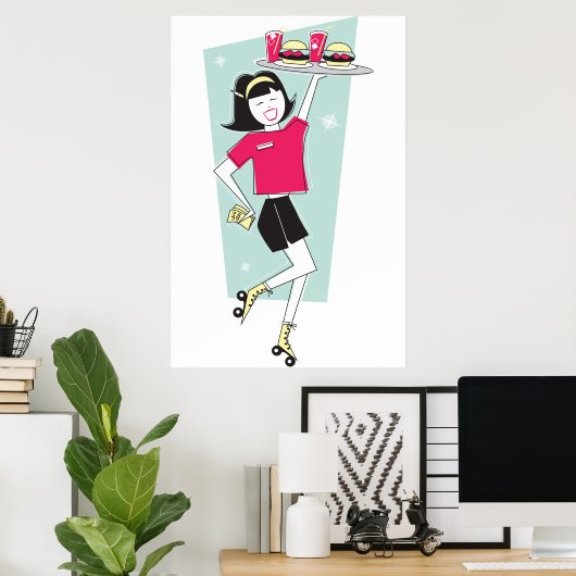 Roller Skate Kellnerin Poster (Heimbüro)