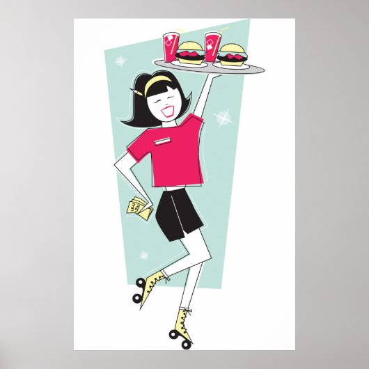 Roller Skate Kellnerin Poster (Vorne)