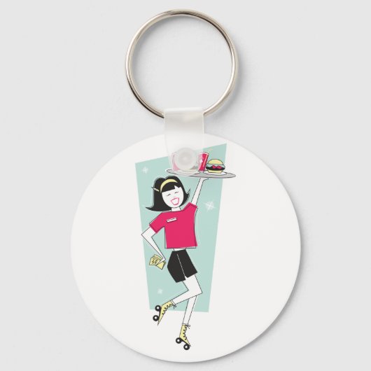 Roller Skate Kellnerin Schlüsselanhänger (Vorderseite)