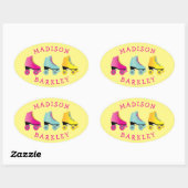 Roller-Skate Kid Niedlich Skaten-Siegel-Sticker Ovaler Aufkleber (Blatt)