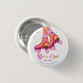 Roller Skate Let's Roll Skating Girl Birthday Button (Vorne & Hinten)