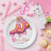 Roller Skate Let's Roll Skating Girl Birthday Pappteller (Party)