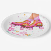 Roller Skate Let's Roll Skating Girl Birthday Pappteller (Schrägansicht)