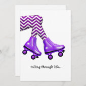 Roller-Skate mit lila Sockenkarte Mitteilungskarte (Vorne/Hinten)