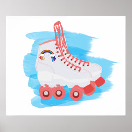 Roller-Skate mit Wasserfarbenspulenverschluss Poster
