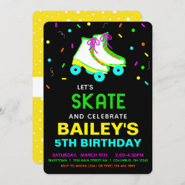 Roller Skate Neon Birthday Party Einladung