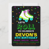 Roller Skate Neon Birthday Party Einladung (Vorderseite)