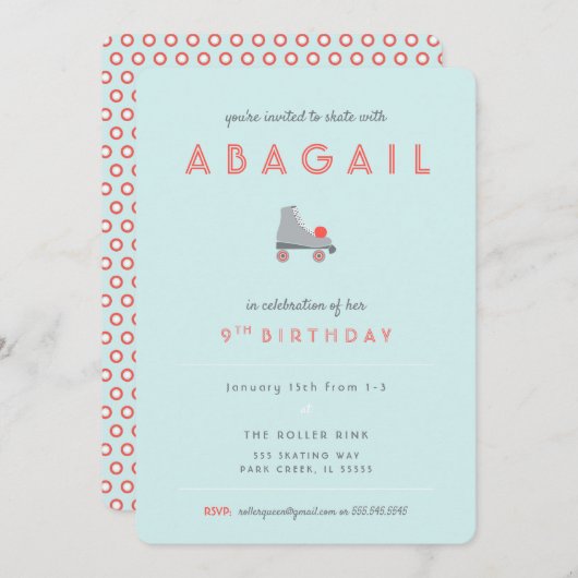 Roller-Skate-Party Einladung (Vorne/Hinten)