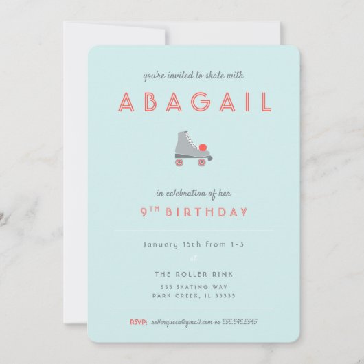 Roller-Skate-Party Einladung (Vorderseite)