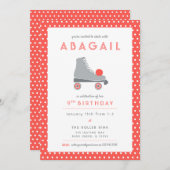 Roller Skate Party - Korallen Einladung (Vorne/Hinten)