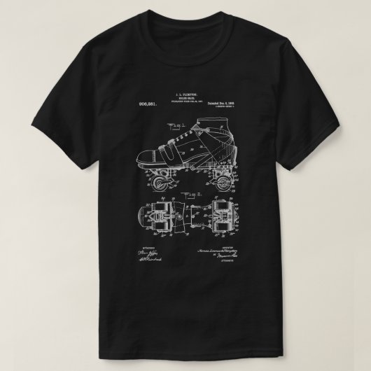 Roller-Skate-Patent Weiß 2 T-Shirt (Design vorne)