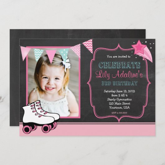 Roller Skate Pendants Geburtstag Einladung (Vorne/Hinten)
