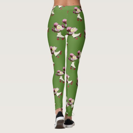 Roller Skate Peony Blume Custom Leggings (Rückseite)