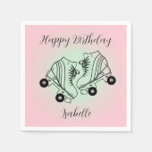 Roller Skate Pink Ombre Happy Birthday Serviette (Vorderseite)