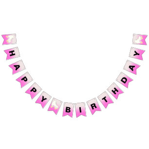 Roller Skate Pink Ombre Happy Birthday Wimpelkette