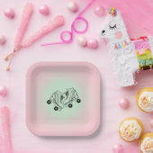 Roller Skate Pink Ombre Pappteller (Party)