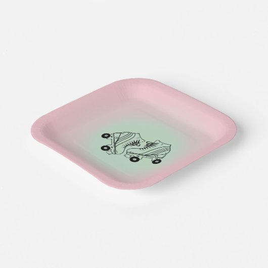 Roller Skate Pink Ombre Pappteller (Gewinkelt)