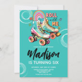 Roller Skate Rainbow Birthday Party Einladung (Vorderseite)