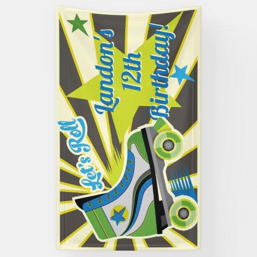 Roller Skate Retro Derby Party  Banner (Vertikal)