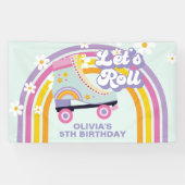 Roller Skate Retro Rainbow Birthday Banner (Horizontal)
