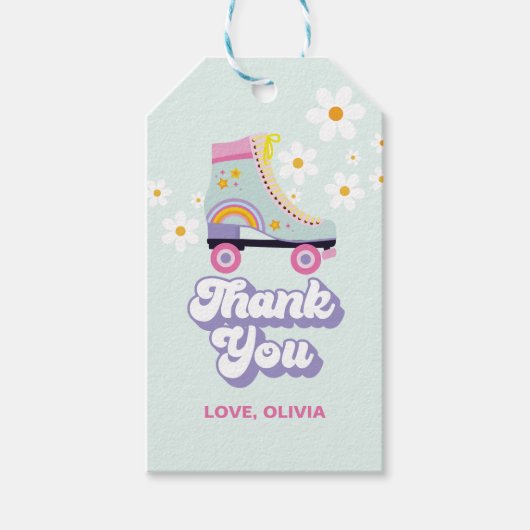 Roller Skate Retro Rainbow Birthday Geschenkanhänger (Vorderseite)