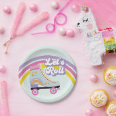 Roller Skate Retro Rainbow Birthday Pappteller (Party)