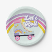 Roller Skate Retro Rainbow Birthday Pappteller (Vorderseite)