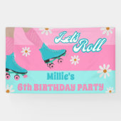 Roller Skate Retro Rainbow Birthday Party Banner (Horizontal)