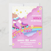 Roller Skate Retro Rainbow Birthday Party Einladung (Vorderseite)
