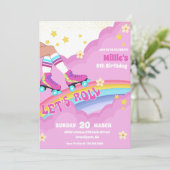 Roller Skate Retro Rainbow Birthday Party Einladung (Stehend Vorderseite)