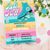 Roller Skate Retro Rainbow Birthday Party Einladung