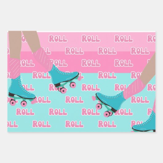 Roller Skate Retro Rainbow Birthday Party Geschenkpapier Set (Vorderseite 3)