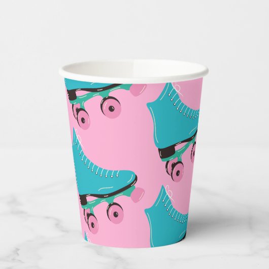 Roller Skate Retro Rainbow Birthday Party Pappbecher (Links)