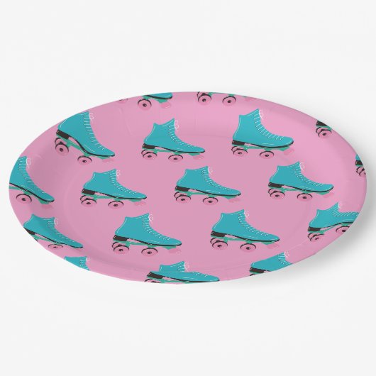 Roller Skate Retro Rainbow Birthday Party Pappteller (Schrägansicht)