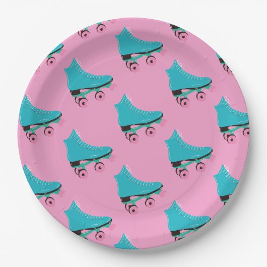 Roller Skate Retro Rainbow Birthday Party Pappteller (Vorderseite)