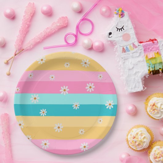 Roller Skate Retro Rainbow Birthday Party Pappteller (Party)