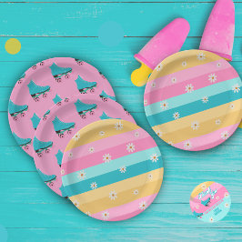 Roller Skate Retro Rainbow Birthday Party Pappteller