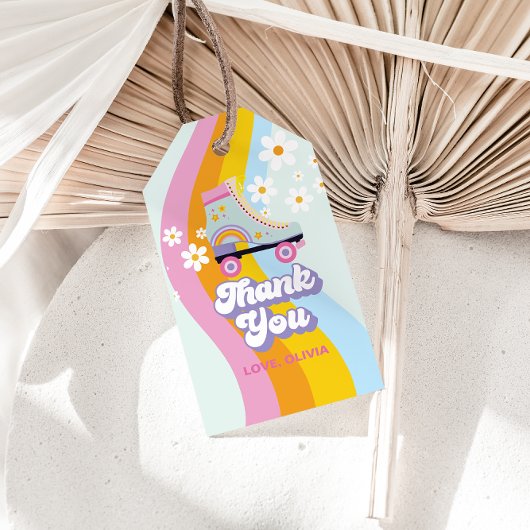 Roller Skate Retro Rainbow GeburtstagsgeschenkTags Geschenkanhänger