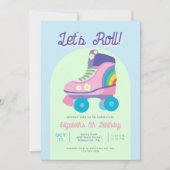 Roller Skate Retro Skaten Girls Geburtstag Einladung (Vorderseite)