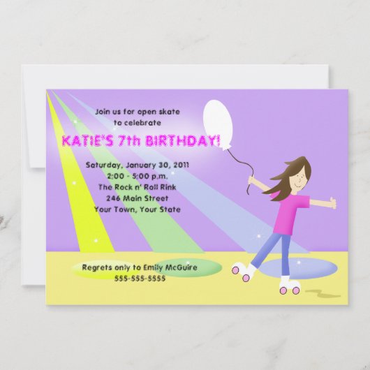 ROLLER SKATE Rollerskating 12x18 Geburtstag Einladung (Vorderseite)