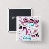 Roller Skate Skaten Custom Birthday MAtching Button (Vorne & Hinten)
