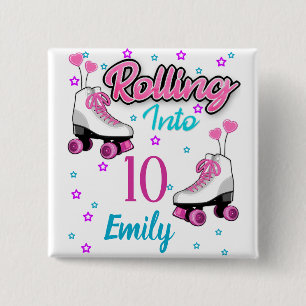 Roller Skate Skaten Custom Birthday MAtching  Button