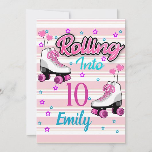 Roller Skate Skaten Custom Geburtstag Einladung (Vorderseite)