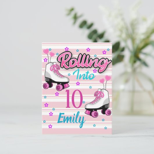 Roller Skate Skaten Custom Geburtstag Postkarte (Stehend Vorderseite)